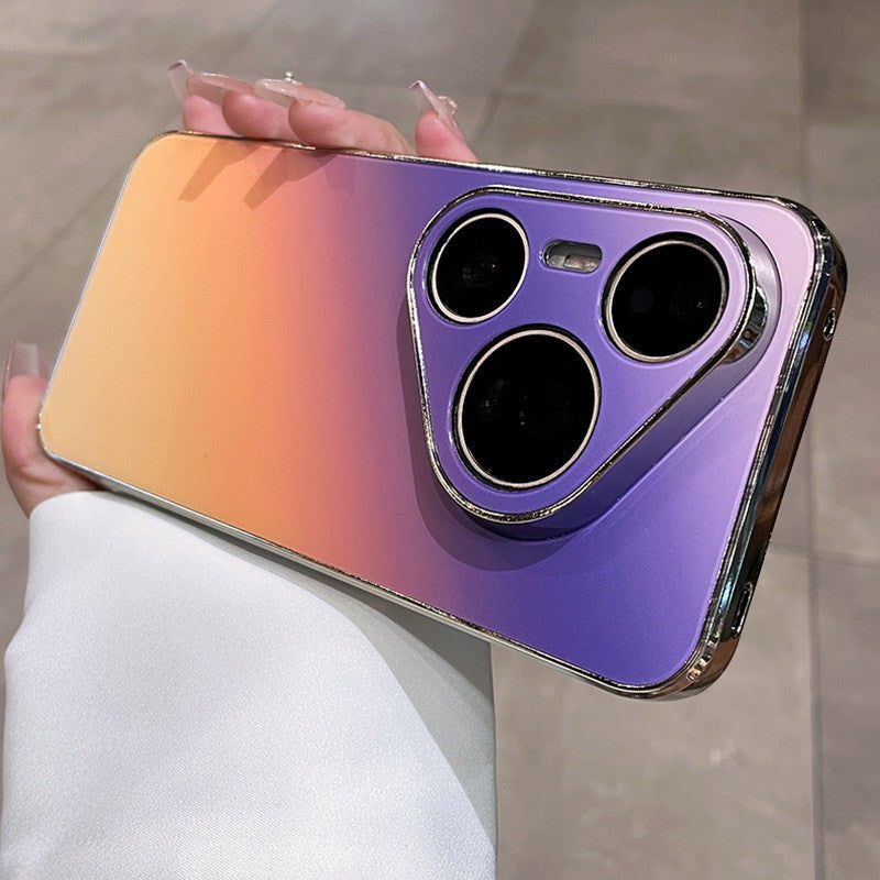 Suitable for huawei pura90promax gradient color mobile phone case, which instantly turns into a new orange sea frosted anti-fall protective case