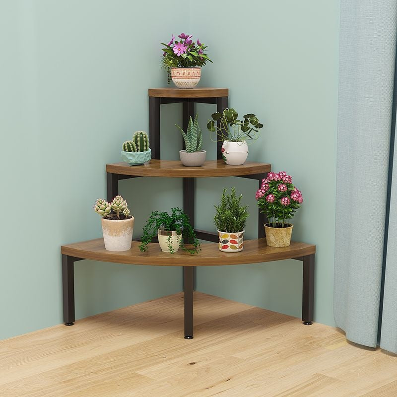 Solid wood corner flower shelf, multi-layered indoor space-saving floor-standing balcony wooden plant flower pot rack storage