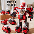 Kids' transforming robot building block set - 5-in-1 engineering vehicle, mecha, realistic car, fire truck, and military vehicle model