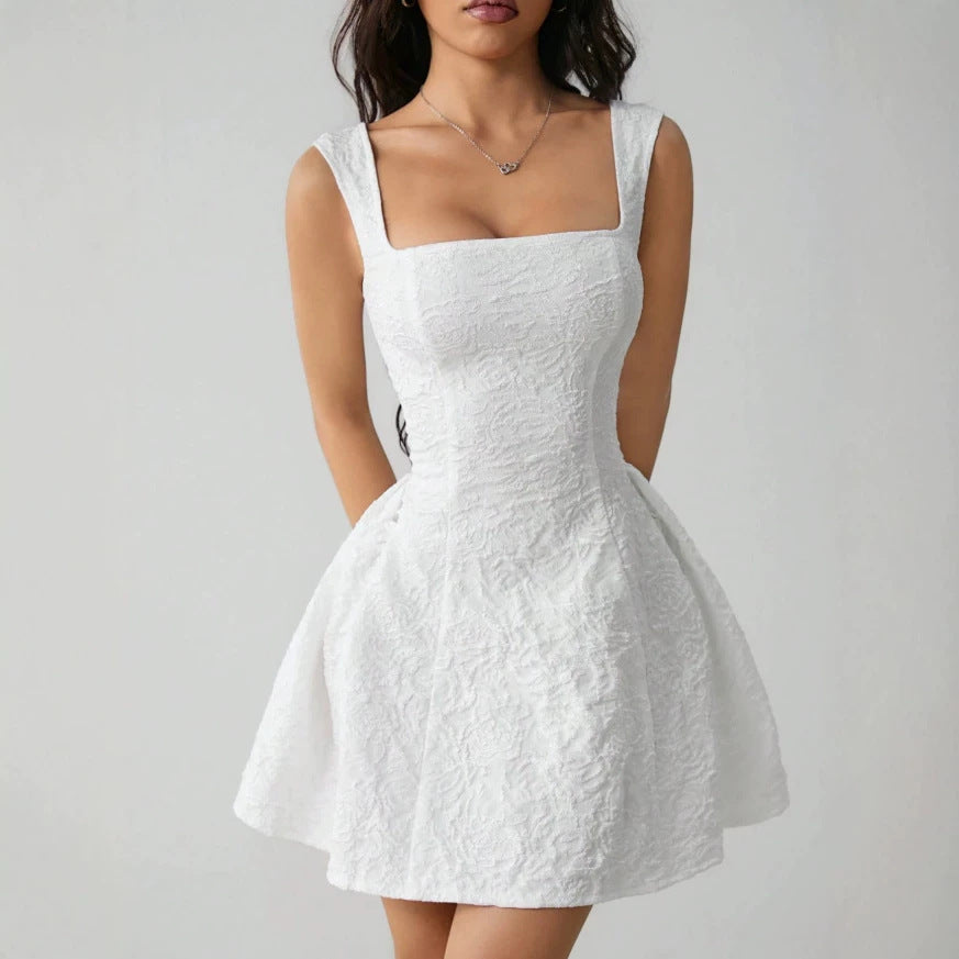 new sweet jacquard chic short dress - vintage sexy slim-fit mini dress