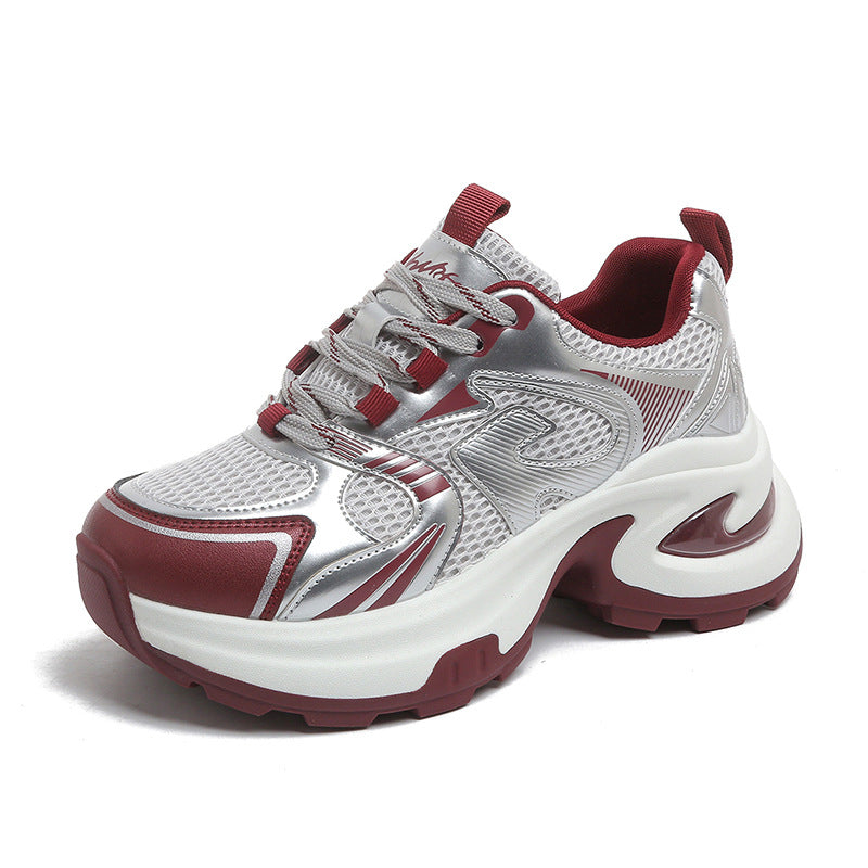 2026 spring chunky platform sneakers for women - new mesh breathable fashion silver height increasing casual athletic trendy shoes