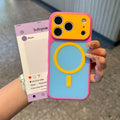 Suitable for apple 17pro mobile phone case summer candy contrasting color iphone16 anti-fall dopamine fine hole magnetic suction case