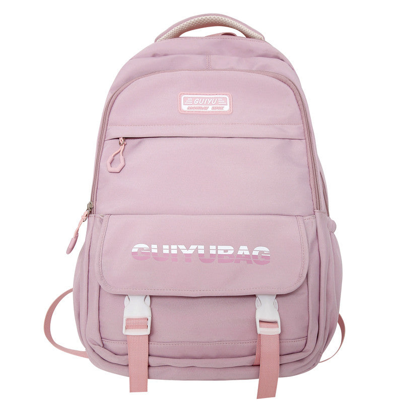 School season new nylon lightweight junior high school student schoolbag large capacity simple leisure bag trendy backpack
