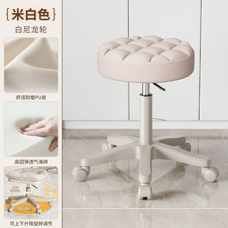 Professional salon stool - adjustable height, swivel, and rolling - ideal for hairdressers, estheticians, and nail technicians