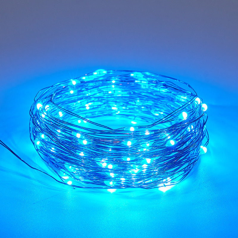 LED solar copper wire light string outdoor waterproof gypsy star light string Christmas atmosphere decoration small lights flashing belt