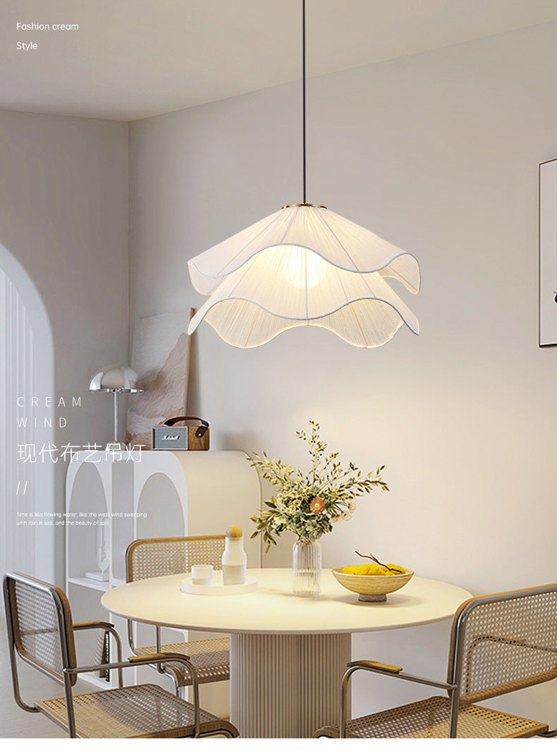 French cream style double layer pleated skirt petal chandelier nordic ins style restaurant bedroom b&b atmosphere