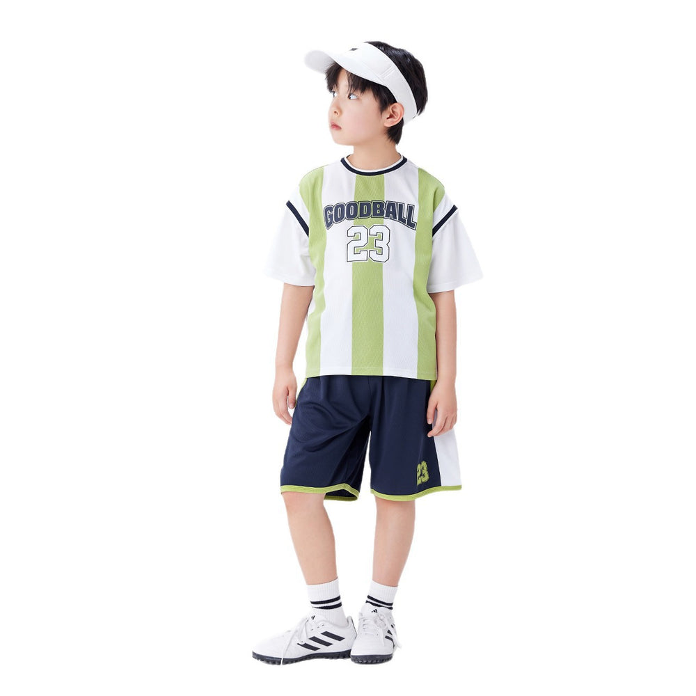 Boys' summer outfit : new summer collection - kids' short-sleeve t-shirt and shorts soccer set, boys' quick-dry sports two-piece set