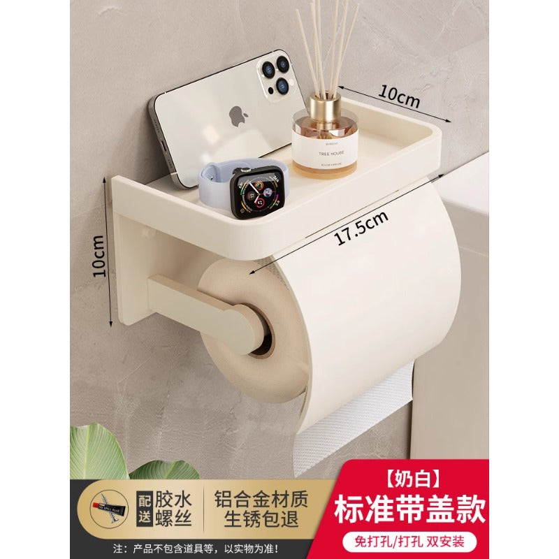 Bathroom tissue box space aluminum wall-mounted punch-free tissue holder bathroom toilet placement bathroom roll holder