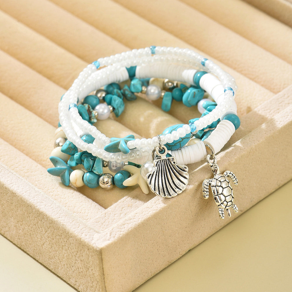 Handmade turquoise beaded bracelet wholesale - cross-border women's summer beach vacation style turtle shell pendant bracelet