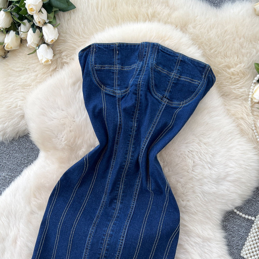 American hot girl sexy slimming look open slit tube topdress women's slimming look waist bag hip long skirt