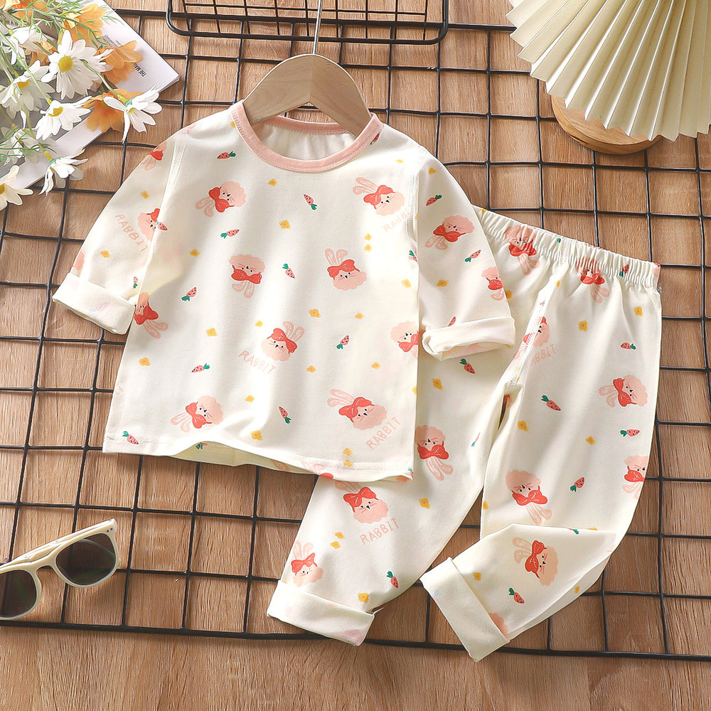 Kids' pajama set spring lycra cotton baby underwear boys' loungewear girls' thermal underwear children's clothing wholesale
