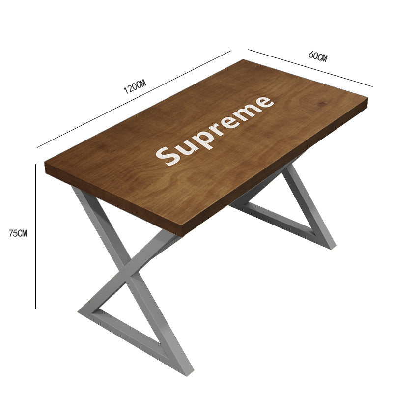 Bar cafe wall commercial wood bar table and chair combination Internet celebrity long wrought iron soft seat back dining table and chair