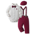 Autumn new arrivals: boys' cotton outfit set - includes hat, perfect for baby's first birthday, and christmas!