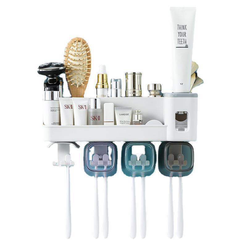 No punching toothbrush shelf tooth cup brush holder wall-mounted bathroom mouthwash cup wall-mounted toothset set