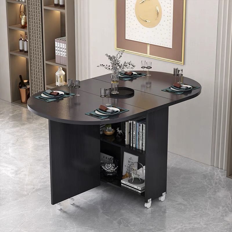 Foldable dining table for home use - compact, mobile, rectangular, ultra-thin, multi-functional dining table with wheels - ideal for small apartments, dining rooms, and dorms