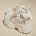 Thick sole dad shoes for women 2025new arrivalsummer mesh breathable white shoescasual sports shoes for small people heightening women's shoes