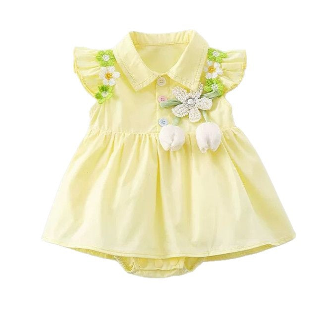 Summer lightweight baby romper - stylish floral princess outfit for crawling and outdoor wear