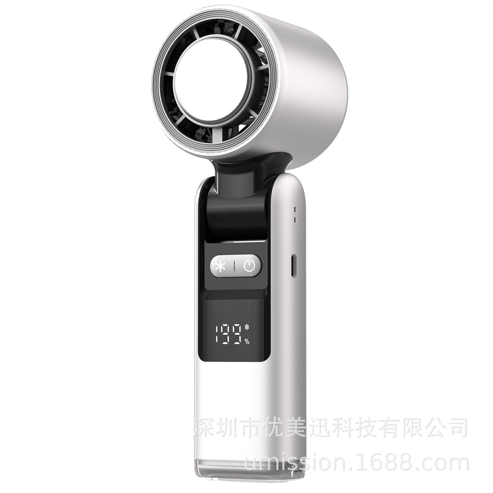2026 new handheld neck fan with digital display, usb rechargeable, mini portable outdoor camping fan - powerful wind, low power consumption