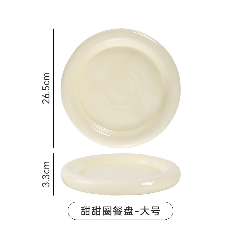 Ceramic steak dinner plate western food light luxury classy sense creative dessert plate for home donut high value dish plate