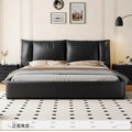 Source factory black leather bed italian normcore master bedroom upholstered double bed storage air pressure high box storage bed