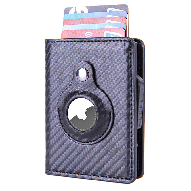 new RFID Apple tracker case airtag locator card box Crazy Horse carbon fiber card bag