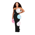 C7048 cross-border   independent station fashion women's solid color floral dress long dress new
