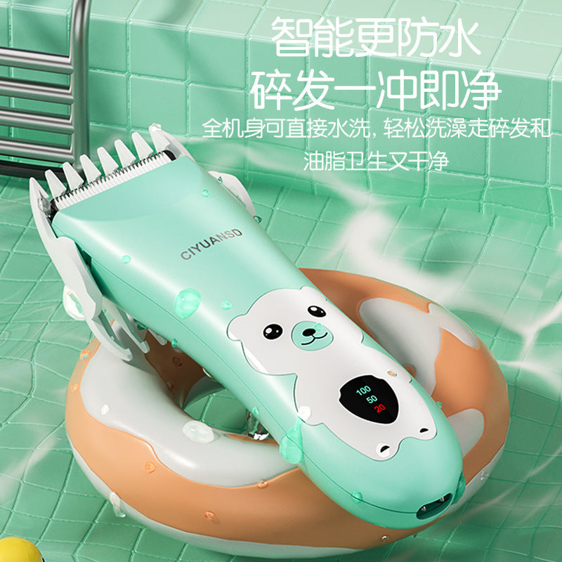 Baby-safe display charging hair clipper with ceramic blades - home hair trimmer for kids - waterproof hair cutting machine