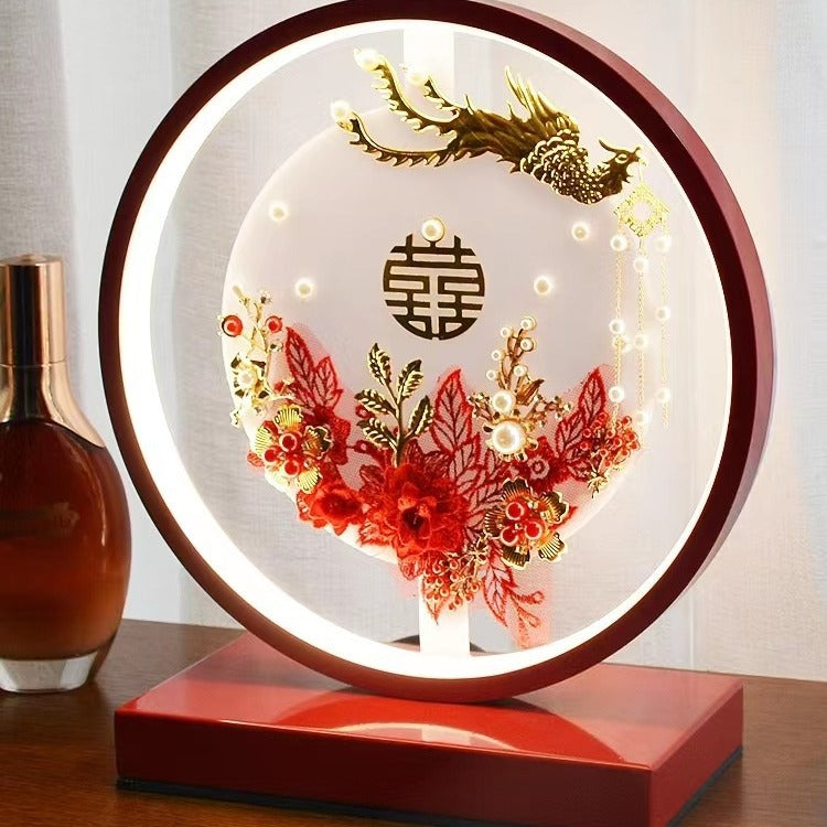 Red festive wedding table lamp bedroom bedside lamp wedding room everlasting light gift wedding creative led warm romantic