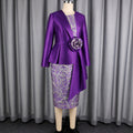 New arrivalfashion silmdress elegance jacquard patchwork satin lotus leaf sleeves waist asymmetrical hip-hugging dress