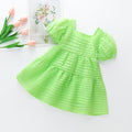 Girls' dress princess dress summer cool baby tulle dress korean style chic sweet chiffon dress with puff sleeves