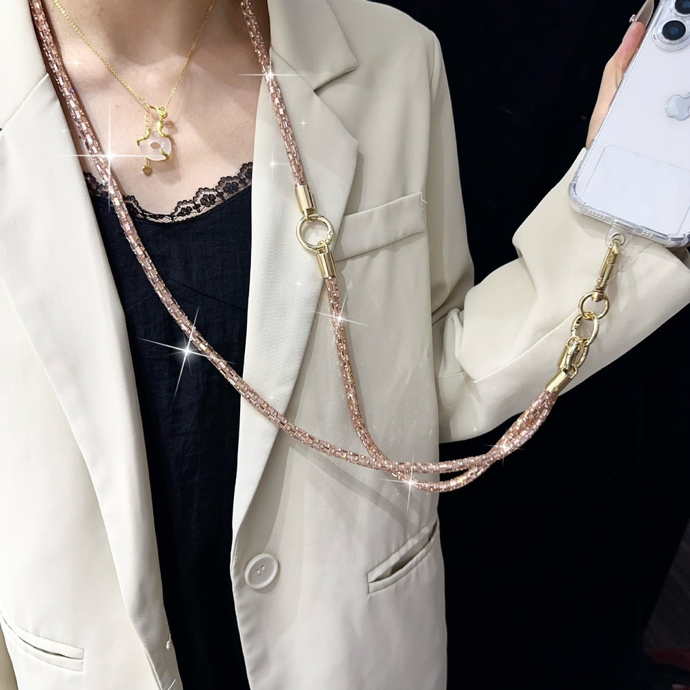 0.7 crystal bar three-in-one crossbody chain creative multi-purpose phone lanyard high-end sparkling diamond bracelet charm new