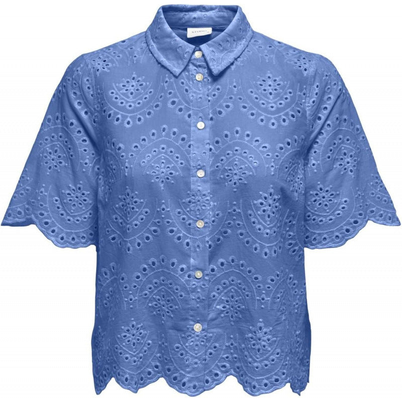 Amazon fashion cut out crochet short sleeve shirt women's  summer new arrivalfashioncasualeleganttops