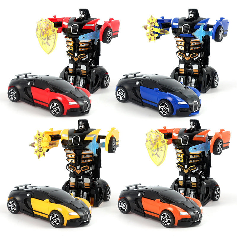 Kids' impact-activated transforming inertia car - boys' toy, impact-transforming sports car, racing car - wholesale for night market, park, and street vendor goods
