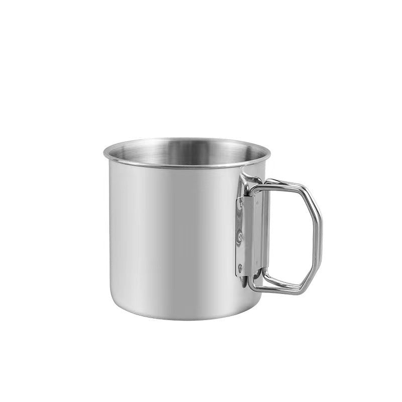 304 stainless steel outdoor folding cup - portable cup with handle, camping mug with hanging loop, outdoor camping cup