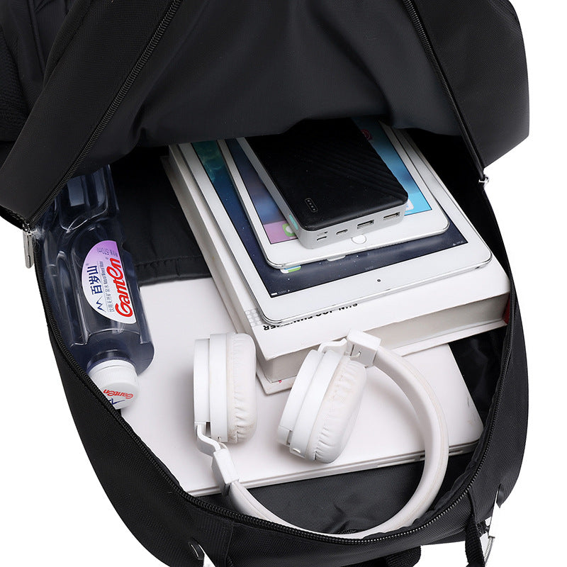 Outdoor new large-capacity men's schoolbag, student print logo backpack, computer commute, business travel backpack
