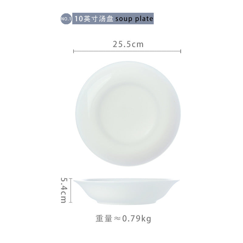 Ceramic white 8inch deep plate 10 pack bone china underglaze color vegetable plate for home round plate rice plate soup plate deep vegetable plate