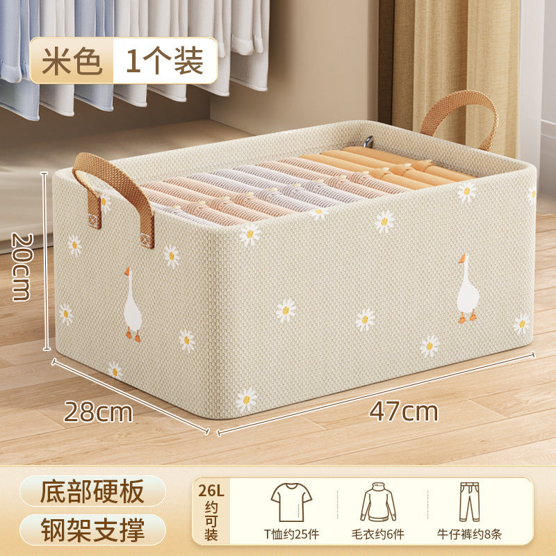 Printed foldable with steel frame storage box, household wardrobe layered arrangement, dormitory storage box, drawer type storage basket