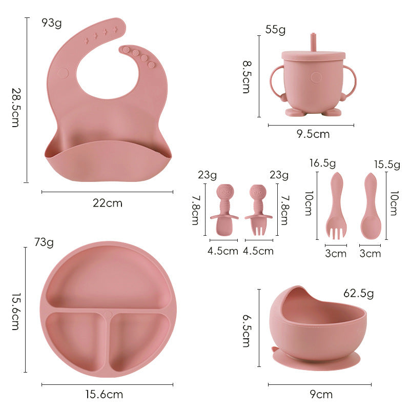 Silicone kids' meal set: baby food training suction bowl, food-grade fork and spoon, feeding utensils for babies