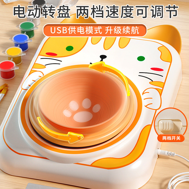 Electric pottery machine kids soft clay primary school students special tool suit ceramic handmade diy production toys