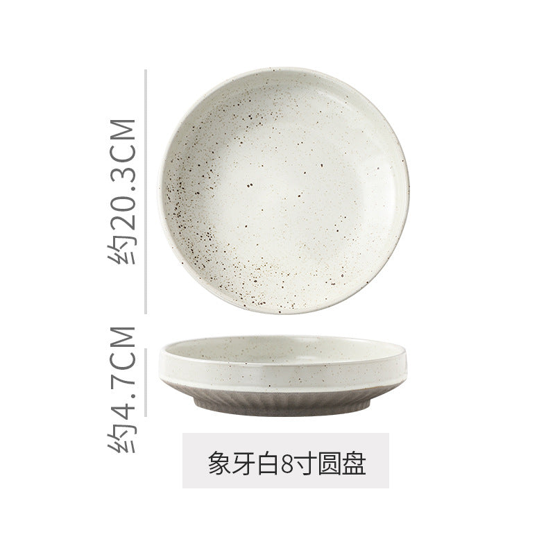 Retro stoneware dinner plate clay deep plate fruit salad plate japanese breakfast dessert plate pasta plate restaurant hotel plate