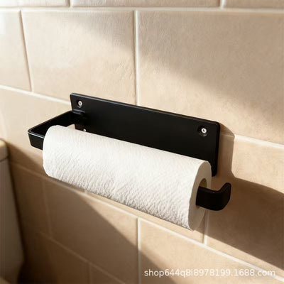 Kitchen paper towel holder, paper hanging shelf, plastic wrap storage roll paper special hook, no punching, lazy rag hanging rod