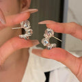 Iced grape stud earrings - a1703 silver