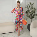 New arrival   exportfashionlong sleevesprinting lapel shirt skirt women's loosecasuallongdress