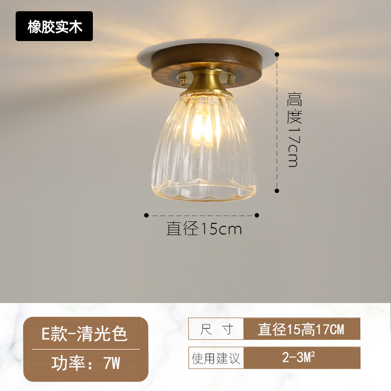 Walnut color new Chinese ceiling light corridor entrance balcony entry light personalized solid wood cloakroom Chinese lighting