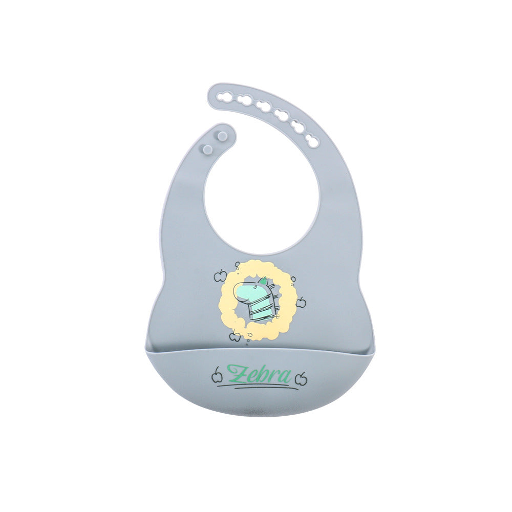 Cross-border popular baby bib ins baby saliva rice pocket leave-in summer children's silicone bib tableware set