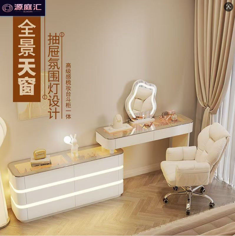 New arrival mirror dressing table for home bedroom classy sense chest all-in-one dressing table casual solid wood long dressing table