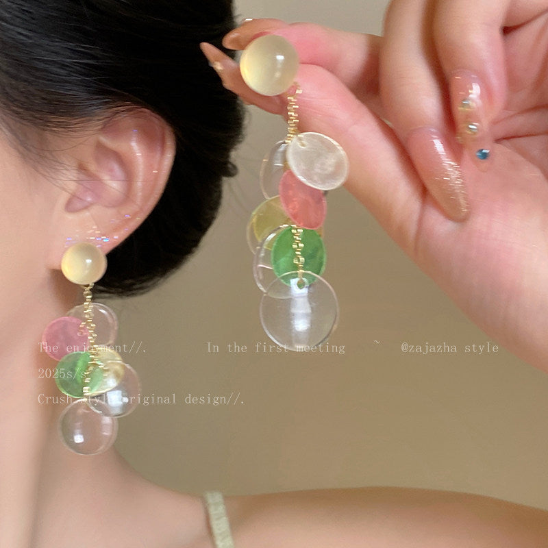 Early spring colorful tassel shell earrings for women 2026 dopamine beach vacation style earrings unique and stunning jewelry