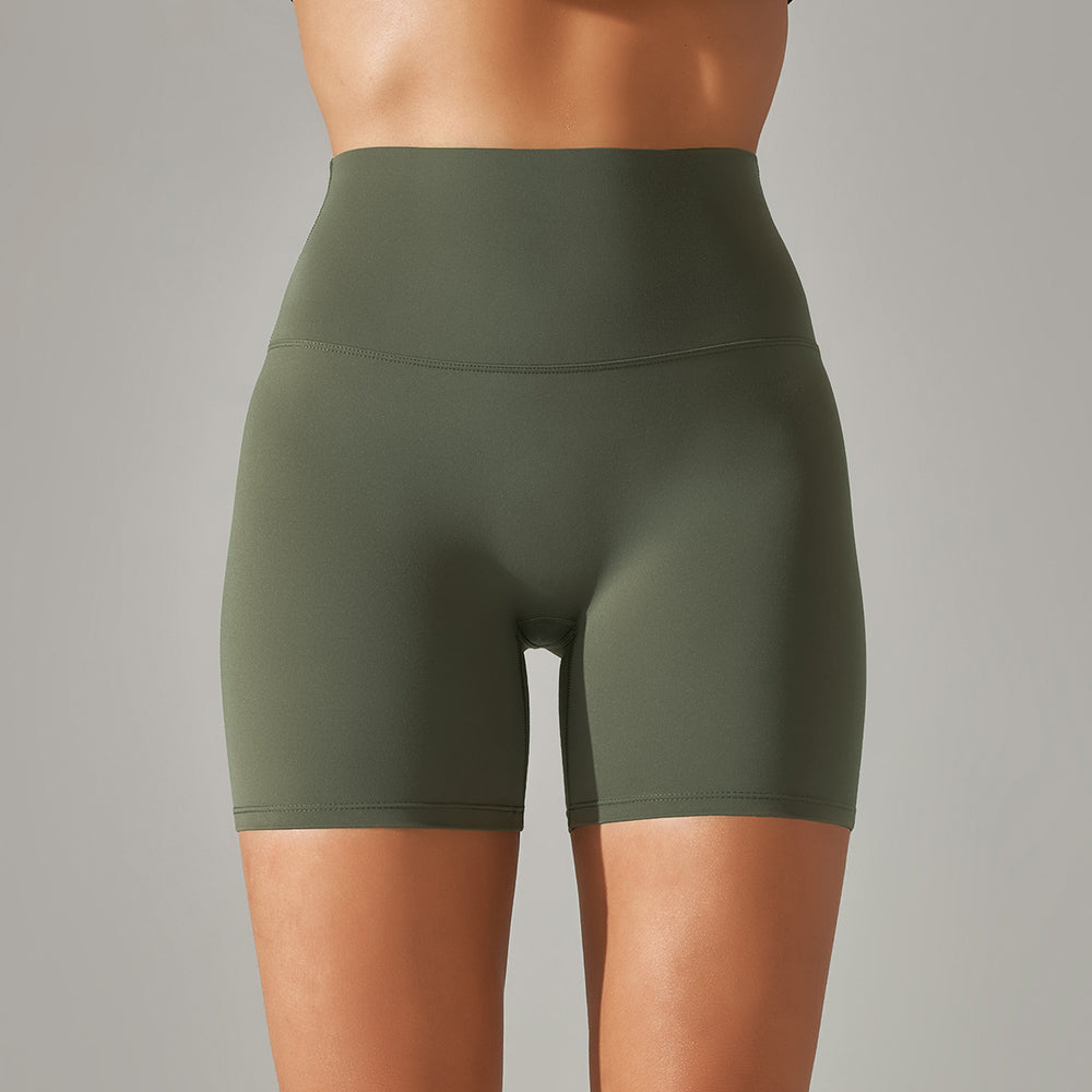 Spring/summer new solid color yoga shorts - double-sided brushed, high-waisted, stretchy, activewear, fitness, 3/4 length yoga pants for women