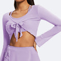 New breathable mesh yoga cover-up top - tie-waist, cropped, slimming, elegant, sleeveless activewear for running and yoga