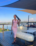 Fashion cross-border women's clothing  early winter new style pure color sleeveless halter neck backless silm longdress
